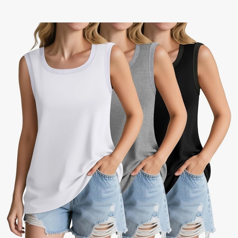 Sleeveless Women's Tops - White, Gray, Black